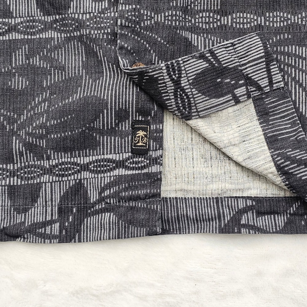 Tommy Bahama Shirt Mens M Gray Black Silk Floral Jacquard Aloha Resort Luxury - Picture 8 of 9